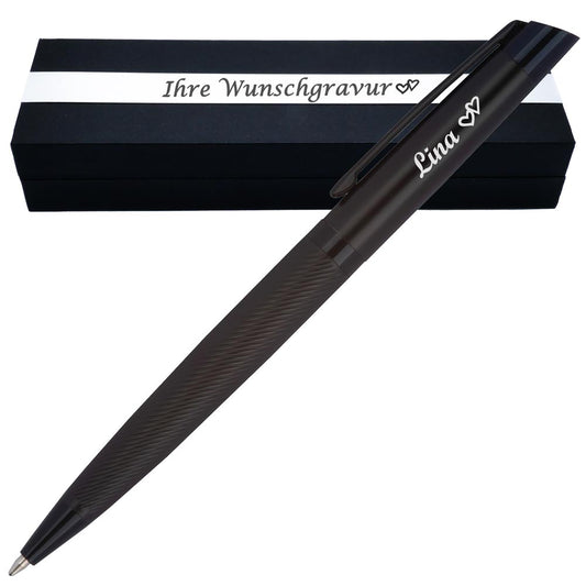 CrisMa Drehkugelschreiber aus Edelstahl mit Wunschgravur | Geschenkbox inkl. Gravur | Edelstahl | blau schreibende Großraummine | mattes Design | Kugelschreiber mit Gravur