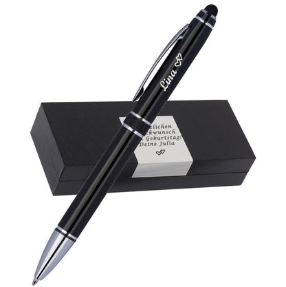 Aluminium Kugelschreiber mit Gravur & Touchfunktion als Geschenk oder Werbeartikel – mit Stiftbox