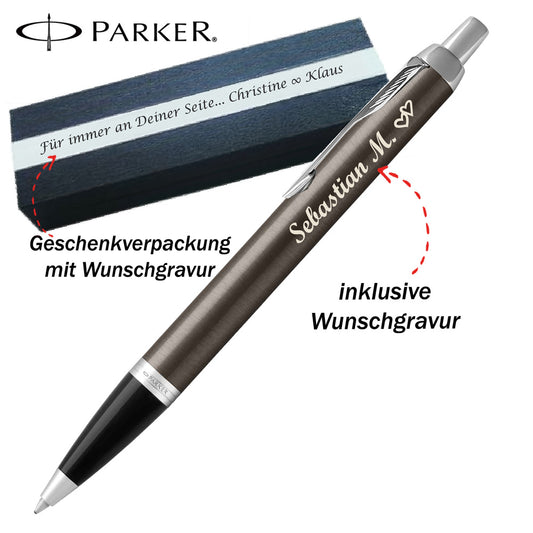Parker - IM Core Dark Espresso C.C. Kugelschreiber mit Gravur Mine Blau