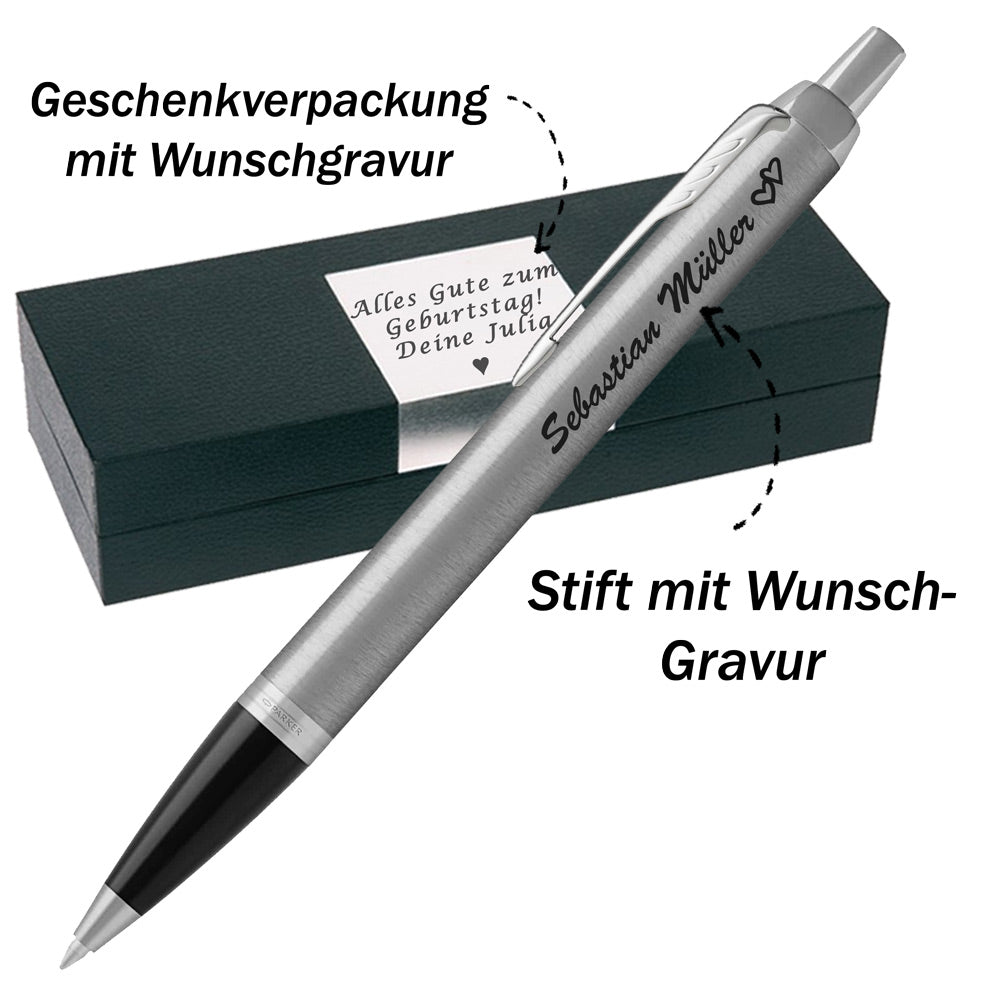 Parker IM Core Stainless Steel CT Kugelschreiber mit Gravur