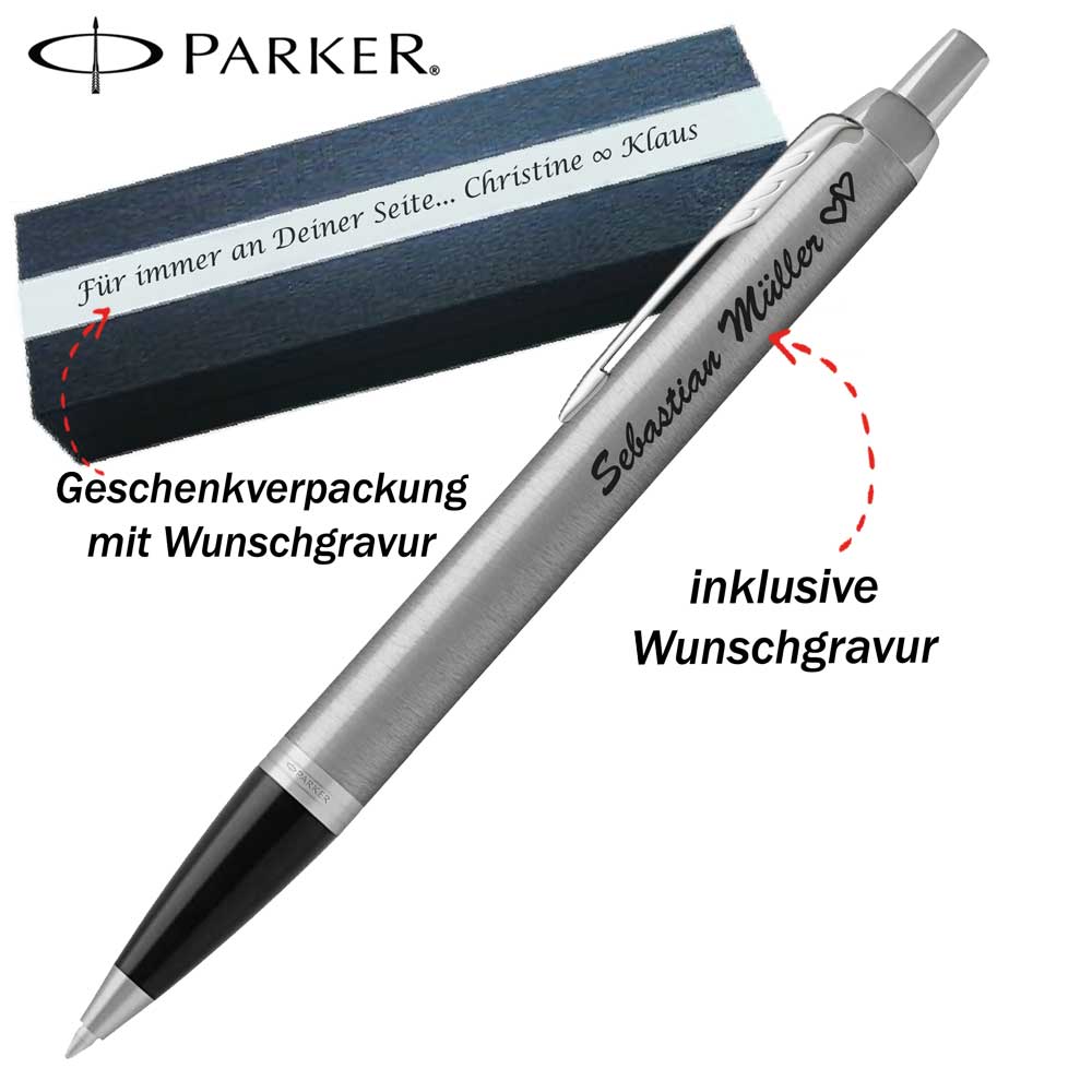 Parker IM Core Stainless Steel CT Kugelschreiber mit Gravur