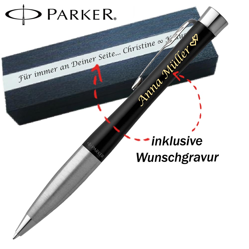 Parker Urban Core Muted Black CT Kugelschreiber mit Gravur