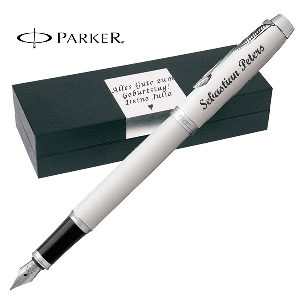 PARKER IM CORE White Lacquer C.C. Füllfederhalter mit Gravur