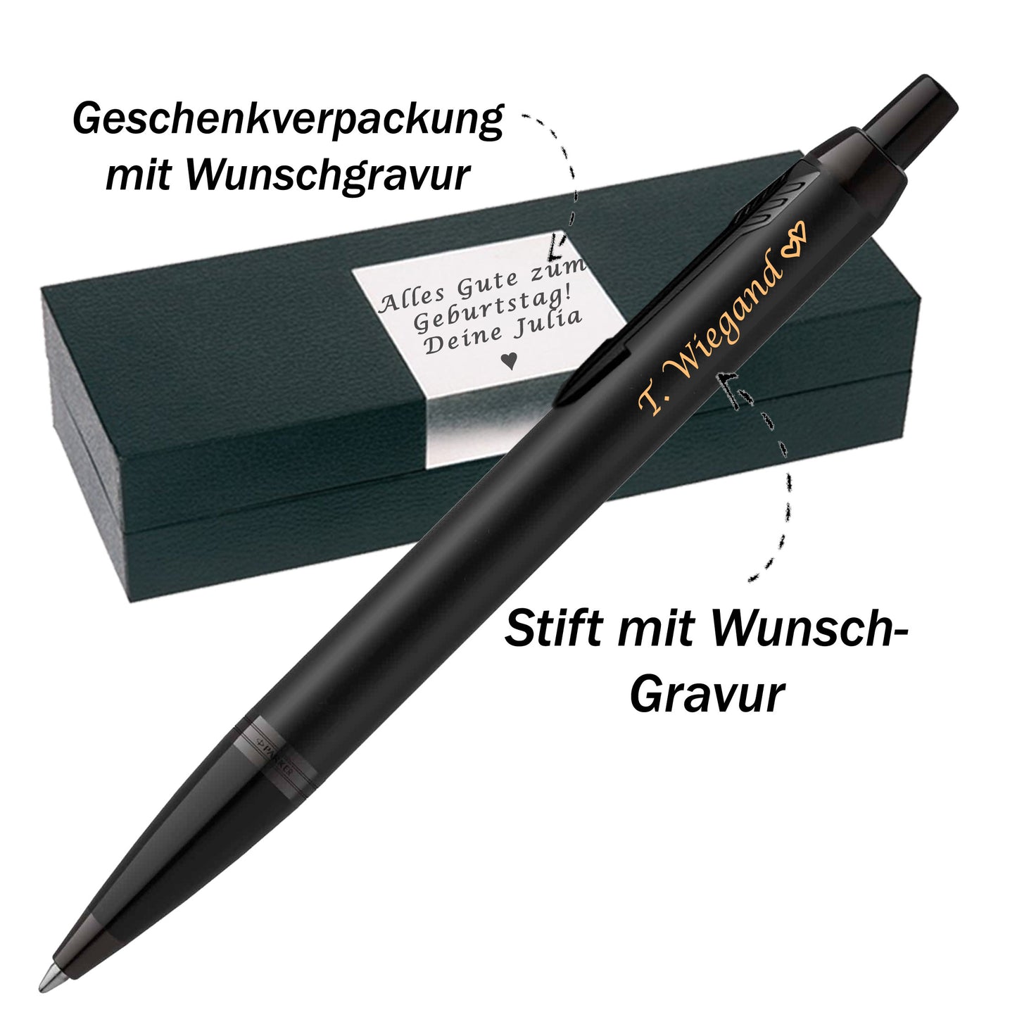 Parker IM Achromatic Matt Black BT Kugelschreiber mit Gravur
