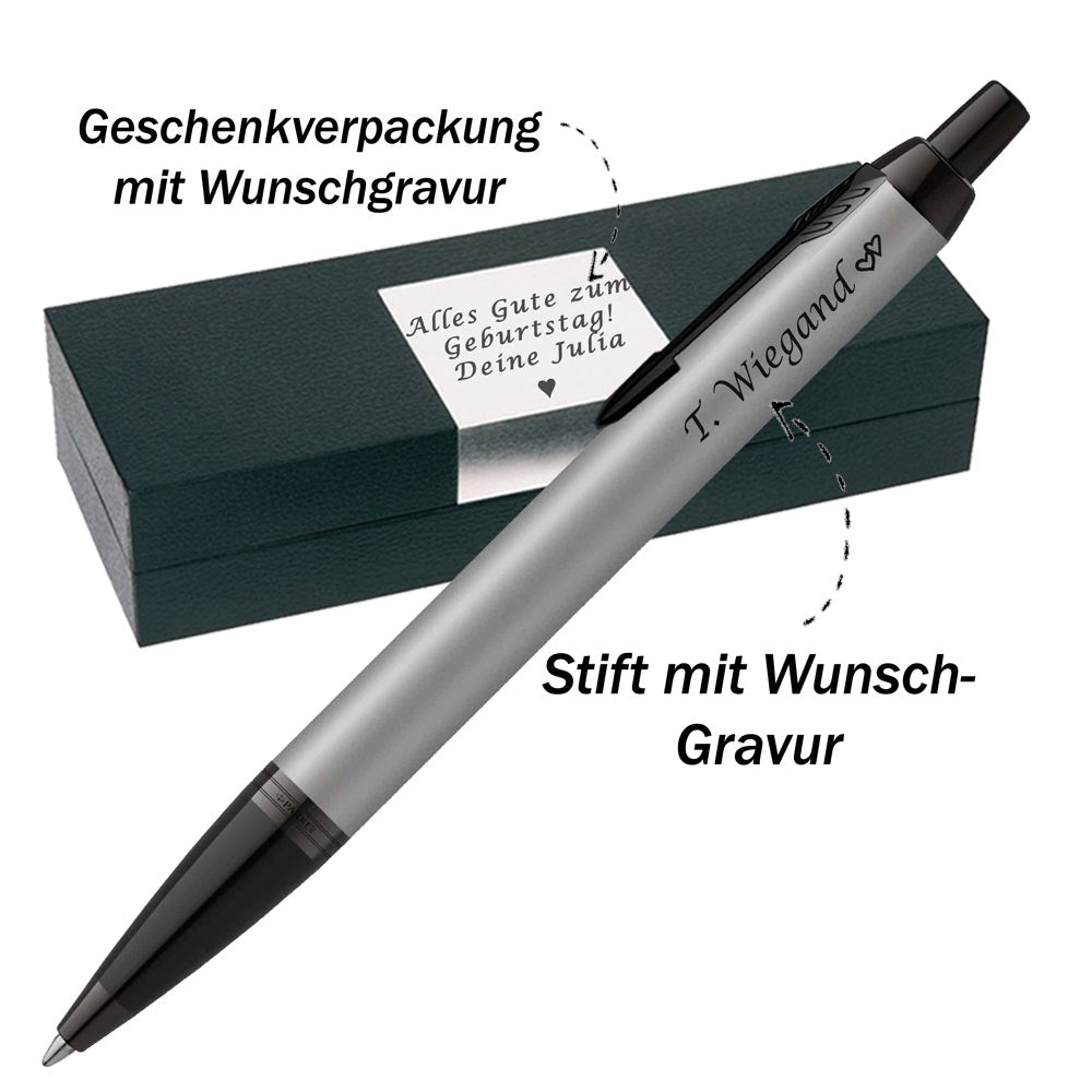 Parker IM Achromatic Matt Grey BT Kugelschreiber mit Gravur