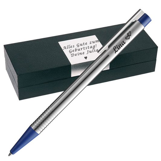 LAMY logo silber / blau Kugelschreiber mit Gravur