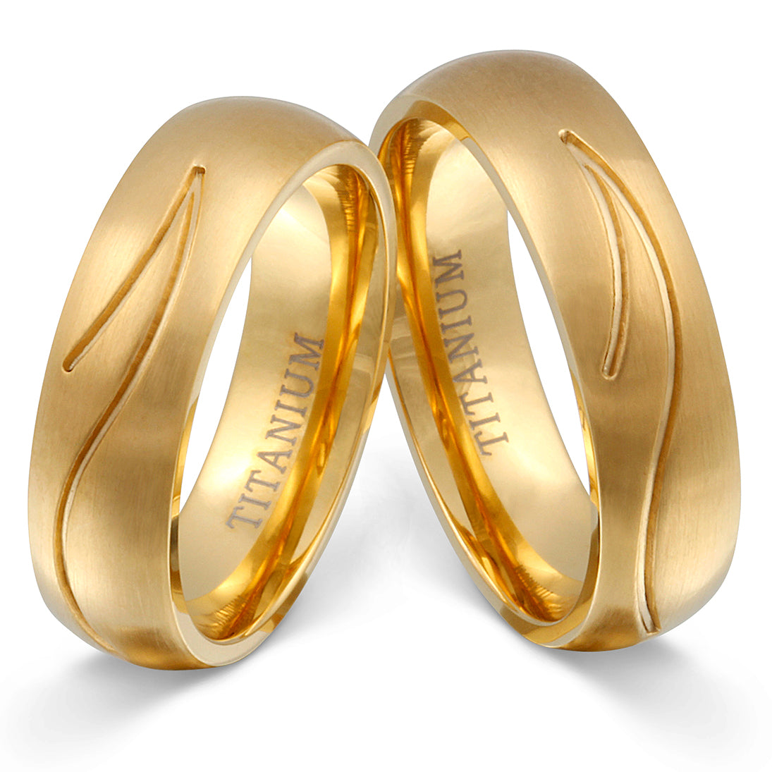 Golden River Partnerring-Set mit Handschriftgravur