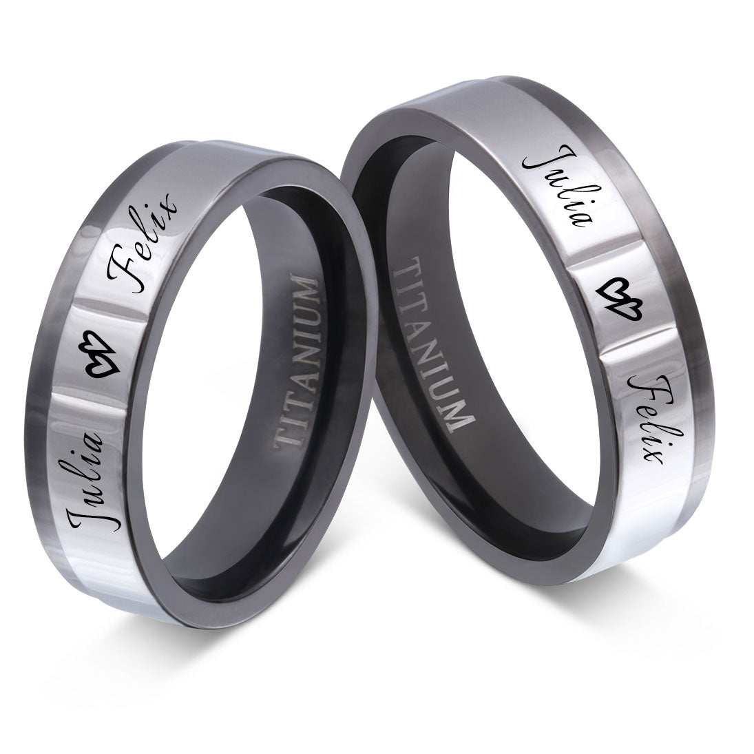 Roma Partnerring-Set mit Lasergravur