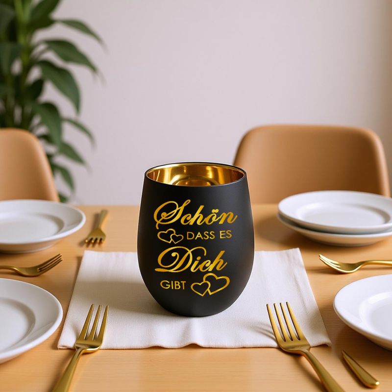 Personalisiertes Windlicht mit Gravur | Motivwahl: Herz, Blume, Ring, Taube | Name + Spruch auf Glas | Geschenk für Frauen, Mama &amp; Paare | Hochzeit, Geburtstag, Valentinstag | Schwarz