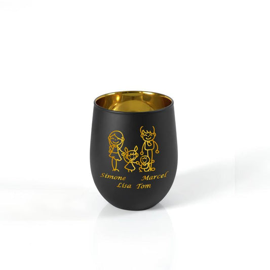 Personalisiertes Windlicht mit Gravur | Motivwahl: Herz, Blume, Ring, Taube | Name + Spruch auf Glas | Geschenk für Frauen, Mama &amp; Paare | Hochzeit, Geburtstag, Valentinstag | Schwarz