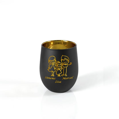 Personalisiertes Windlicht mit Gravur | Motivwahl: Herz, Blume, Ring, Taube | Name + Spruch auf Glas | Geschenk für Frauen, Mama &amp; Paare | Hochzeit, Geburtstag, Valentinstag | Schwarz