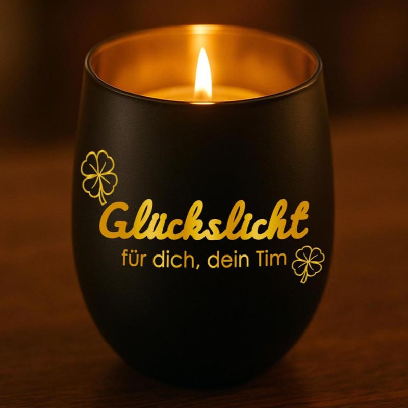 Personalisiertes Windlicht mit Gravur | Motivwahl: Herz, Blume, Ring, Taube | Name + Spruch auf Glas | Geschenk für Frauen, Mama &amp; Paare | Hochzeit, Geburtstag, Valentinstag | Schwarz