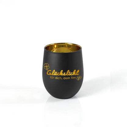 Personalisiertes Windlicht mit Gravur | Motivwahl: Herz, Blume, Ring, Taube | Name + Spruch auf Glas | Geschenk für Frauen, Mama &amp; Paare | Hochzeit, Geburtstag, Valentinstag | Schwarz