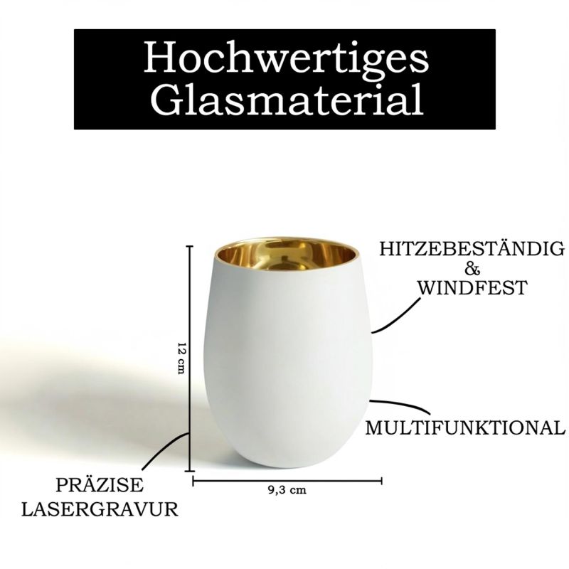 Personalisiertes Windlicht mit Gravur | Motivwahl: Herz, Blume, Ring, Taube | Name + Spruch auf Glas | Geschenk für Frauen, Mama & Paare | Hochzeit, Geburtstag, Valentinstag | Weiß