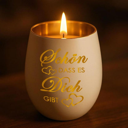 Personalisiertes Windlicht mit Gravur | Motivwahl: Herz, Blume, Ring, Taube | Name + Spruch auf Glas | Geschenk für Frauen, Mama & Paare | Hochzeit, Geburtstag, Valentinstag | Weiß