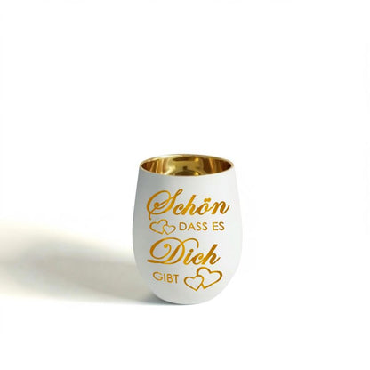 Personalisiertes Windlicht mit Gravur | Motivwahl: Herz, Blume, Ring, Taube | Name + Spruch auf Glas | Geschenk für Frauen, Mama & Paare | Hochzeit, Geburtstag, Valentinstag | Weiß