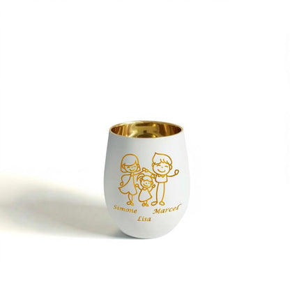 Personalisiertes Windlicht mit Gravur | Motivwahl: Herz, Blume, Ring, Taube | Name + Spruch auf Glas | Geschenk für Frauen, Mama & Paare | Hochzeit, Geburtstag, Valentinstag | Weiß