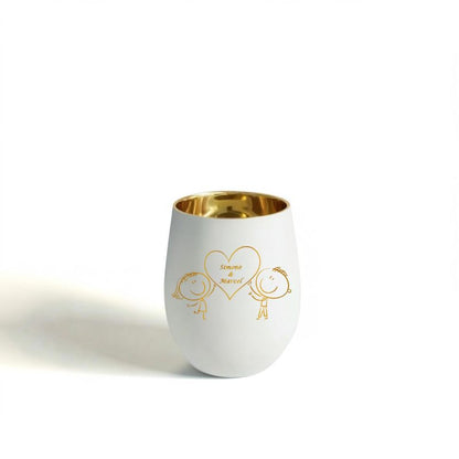 Personalisiertes Windlicht mit Gravur | Motivwahl: Herz, Blume, Ring, Taube | Name + Spruch auf Glas | Geschenk für Frauen, Mama & Paare | Hochzeit, Geburtstag, Valentinstag | Weiß