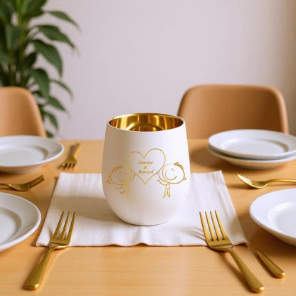 Personalisiertes Windlicht mit Gravur | Motivwahl: Herz, Blume, Ring, Taube | Name + Spruch auf Glas | Geschenk für Frauen, Mama & Paare | Hochzeit, Geburtstag, Valentinstag | Weiß