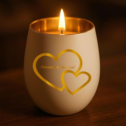 Personalisiertes Windlicht mit Gravur | Motivwahl: Herz, Blume, Ring, Taube | Name + Spruch auf Glas | Geschenk für Frauen, Mama & Paare | Hochzeit, Geburtstag, Valentinstag | Weiß