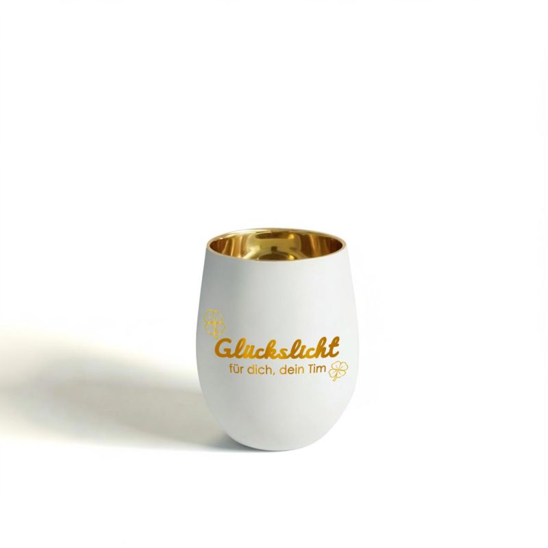 Personalisiertes Windlicht mit Gravur | Motivwahl: Herz, Blume, Ring, Taube | Name + Spruch auf Glas | Geschenk für Frauen, Mama & Paare | Hochzeit, Geburtstag, Valentinstag | Weiß