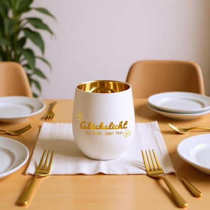 Personalisiertes Windlicht mit Gravur | Motivwahl: Herz, Blume, Ring, Taube | Name + Spruch auf Glas | Geschenk für Frauen, Mama & Paare | Hochzeit, Geburtstag, Valentinstag | Weiß