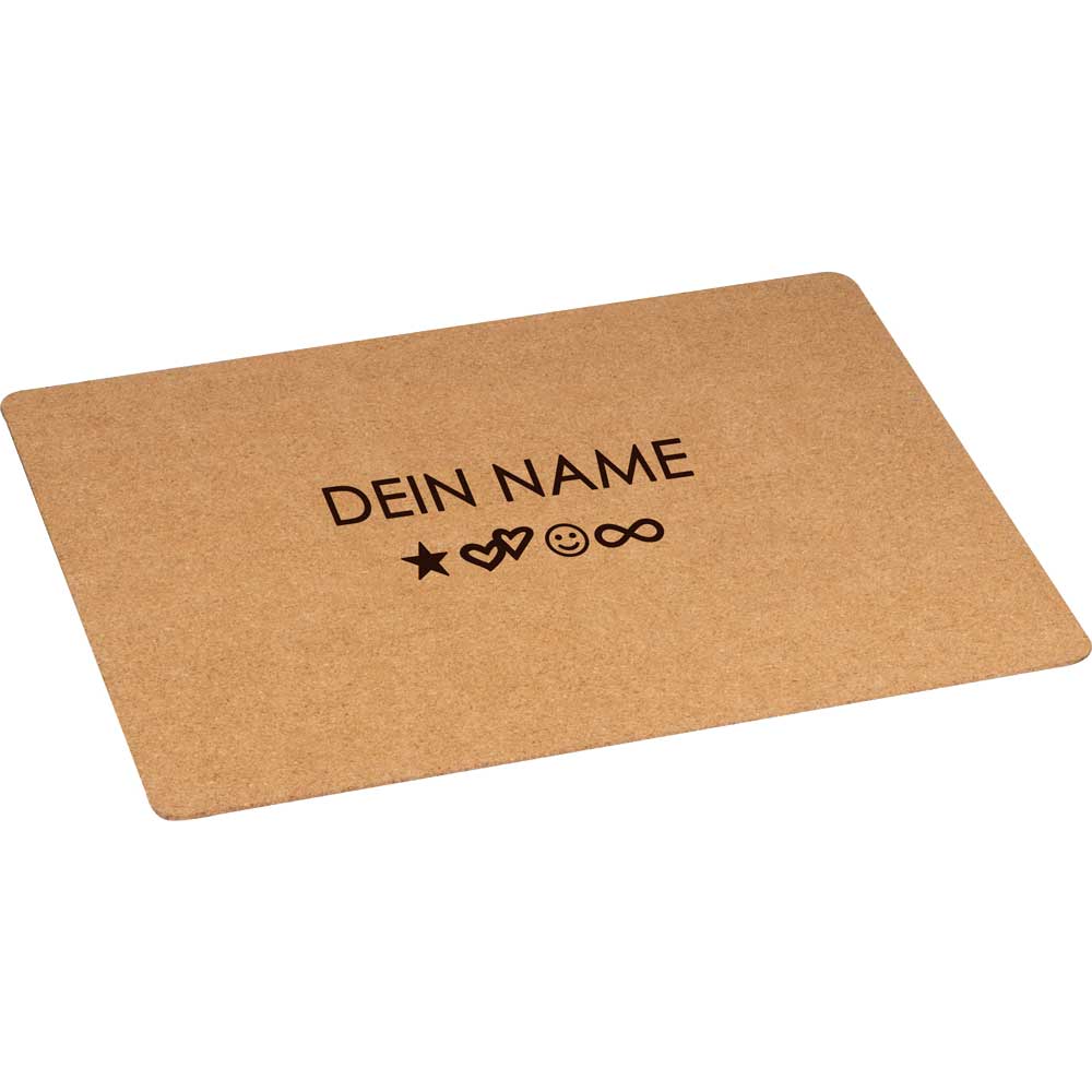 Kork Tischunterlage mit Gravur | Platzset mit Wunschname | Platzdeckchen mit Name | Personalisierbares Tischset | Abwaschbar | Wiederverwendbar