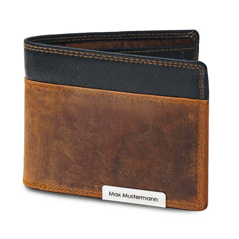 Hunterleder Geldbörse Brieftasche mit kostenloser Gravur für Herren