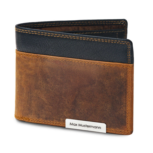 Hunterleder Geldbörse Brieftasche mit kostenloser Gravur für Herren