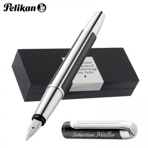 Pelikan Füllhalter Pura® P40 Anthrazit mit Wunschgravur | Aluminium | Personalisierte Geschenkobox 