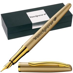 Pelikan Füllhalter Jazz® Noble Elegance mit Gravur als Geschenk | Emojis Gravur möglich | Farbe Gold | personalisiert mit Wunschgravur 