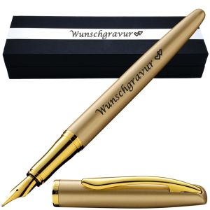 Pelikan Füllhalter Jazz® Noble Elegance mit Gravur als Geschenk | Emojis Gravur möglich | Farbe Gold | personalisiert mit Wunschgravur 