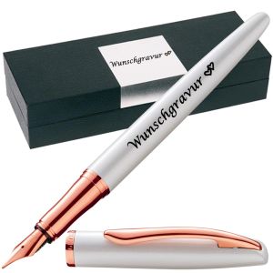 Pelikan Füllhalter Jazz® Noble Elegance mit Gravur als Geschenk | Emojis Gravur möglich | Farbe Perlmutt Weiß | personalisiert mit Wunschgravur 