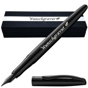Pelikan Füllhalter Jazz® Noble Elegance mit Gravur als Geschenk | Emojis Gravur möglich | Farbe Carbon Schwarz | personalisiert mit Wunschgravur 