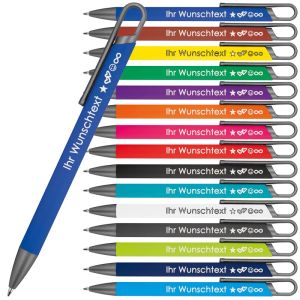 Kugelschreiber mit Wunschgravur | recyceltes Aluminium | Blau schreibende Semi Gel Mine| Personalisierte Kulis | 15 Farben | Schriftarten | Werbekugelschreiber Gravur